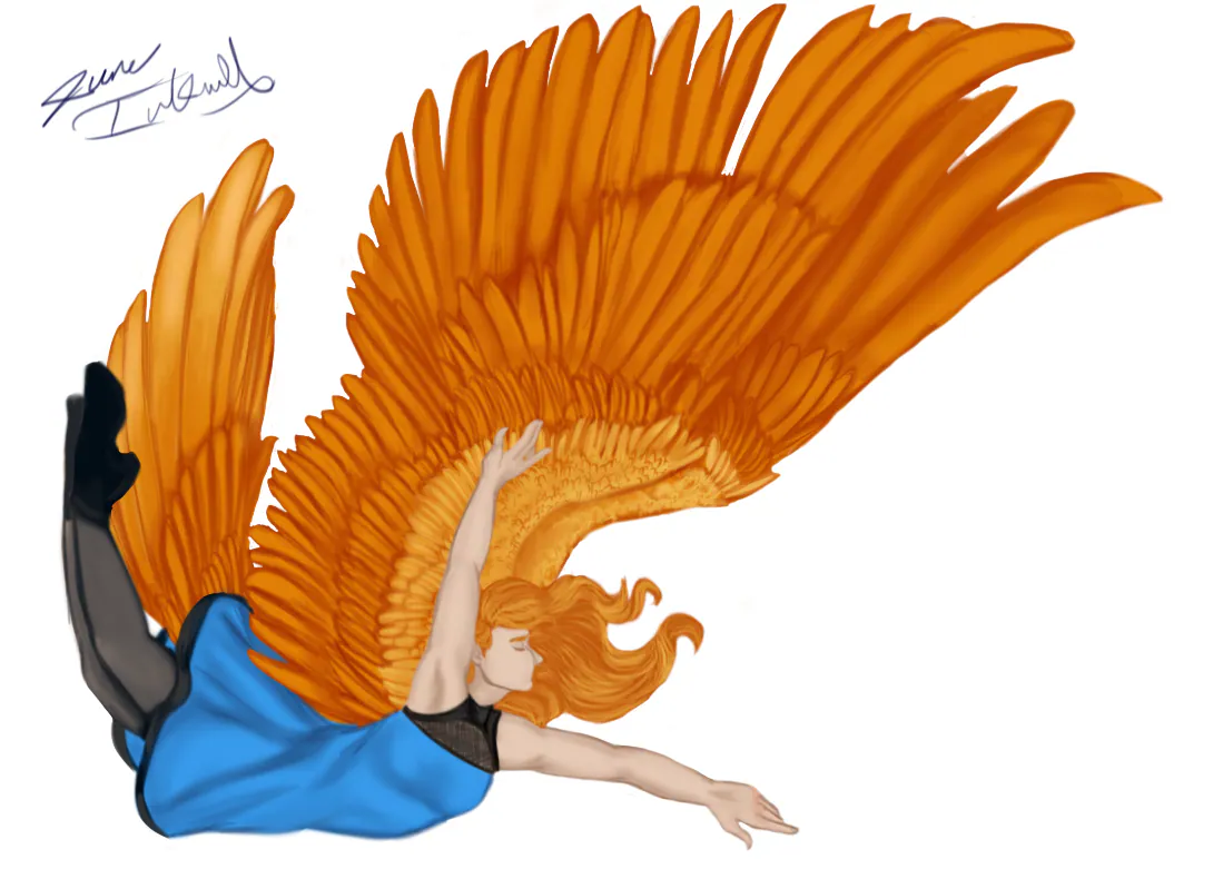 Winged fantasy artwork by June Ilda Inkwell